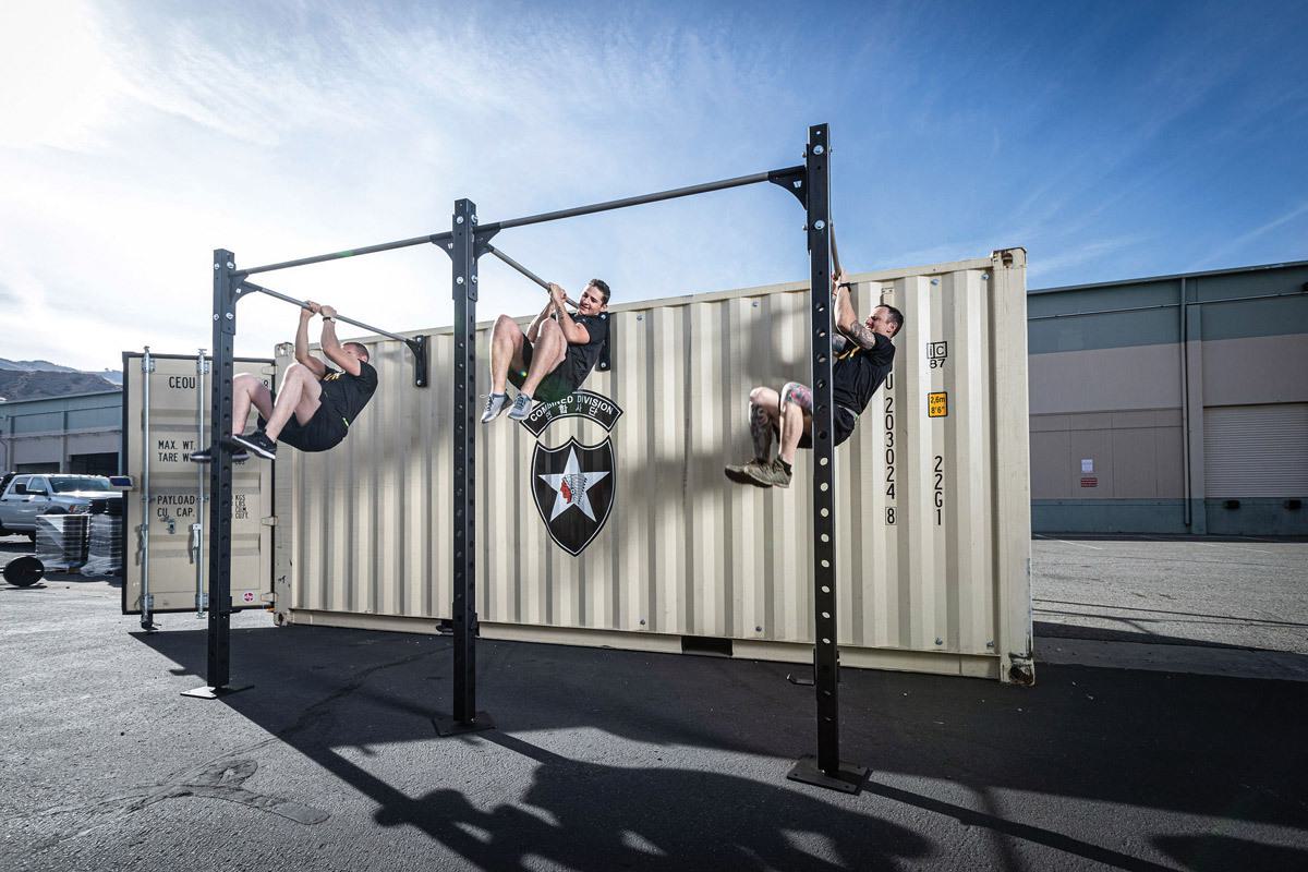 army men train on beaverfit equipment