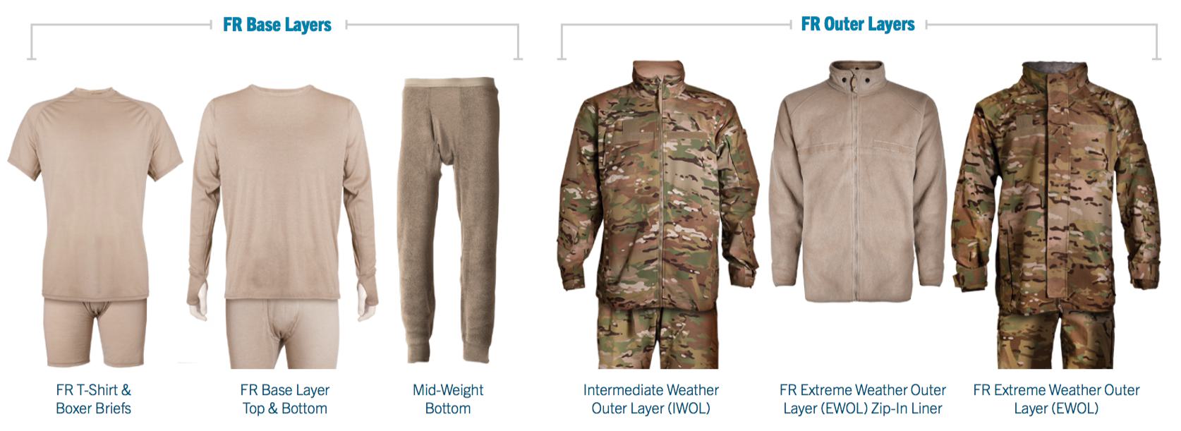 military base layers and outer layers