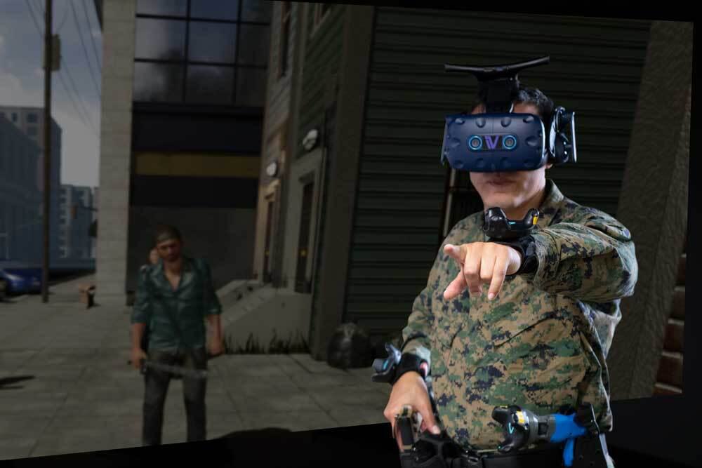 military training with virtual reality headset