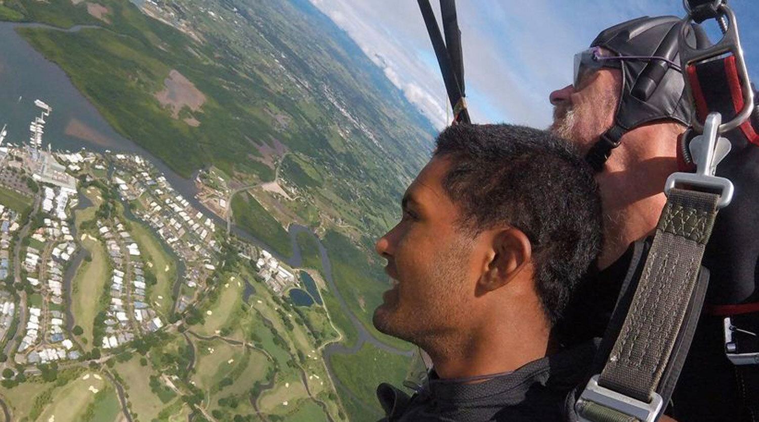 Dominic Jaikaran Doing Skydiving, Scholarship Winner