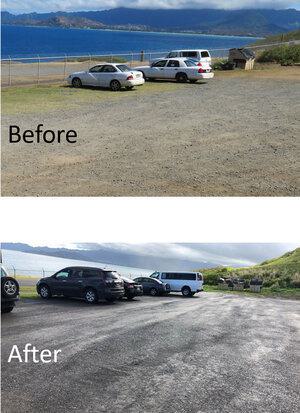 Before and After Image of Dust and Erosion-Free Parking Lot